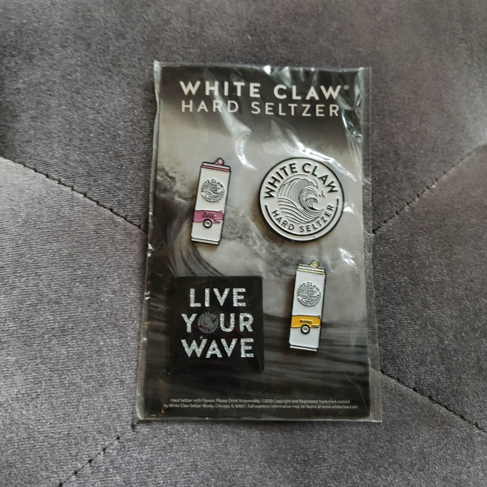 White Claw Hard Seltzer Promo Lapel Pin Pinback Button 4 Pack Brand New …